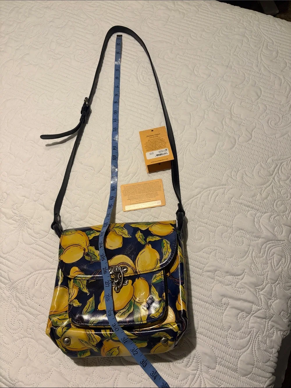 Patricia Nash Navy and Yellow Lemon Print Crossbody Bag - Picture 1 of 6